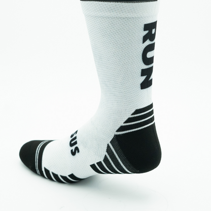 RUN White Active Crew Socks